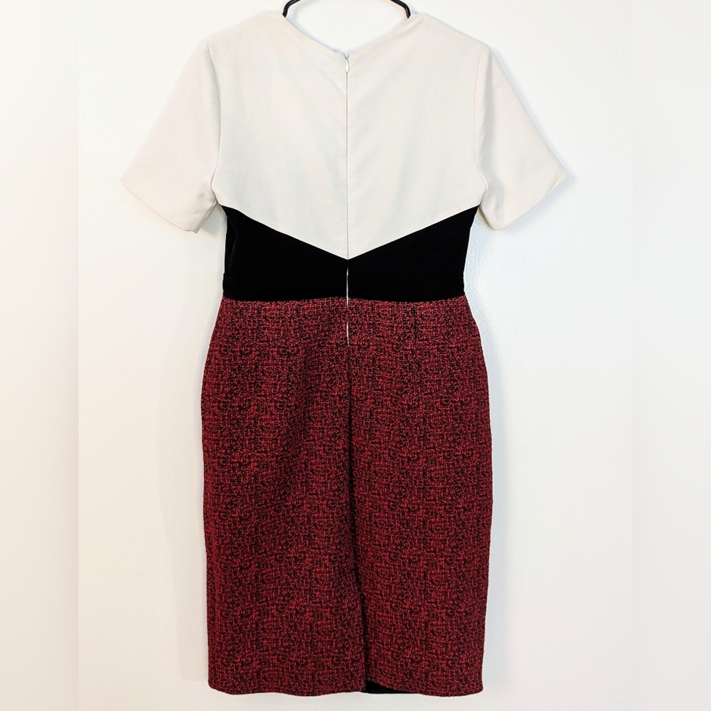 Jason Wu Red Jacquard Colorblock Dress - Picture 4 of 5